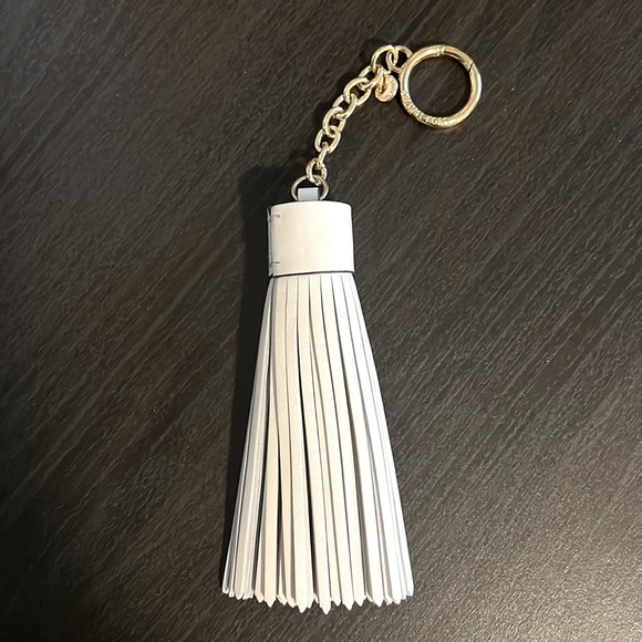 Michael Kors Optic White Leather Tassel Bag Charm - Picture 3 of 3